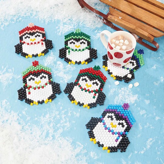 Herrschners Penguin Parade Coasters Pony Bead Kit Michaels
